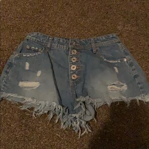 High waist button up shorts